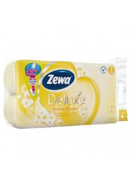 Бумага туалетная трехслойная Zewa Deluxe Жасмин (желтая), 8 шт